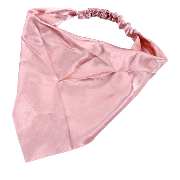 Pink Satin Bandana Rose Gold Headscarf Head Covering Hat Scarf Bonnet - Picture 3 of 6